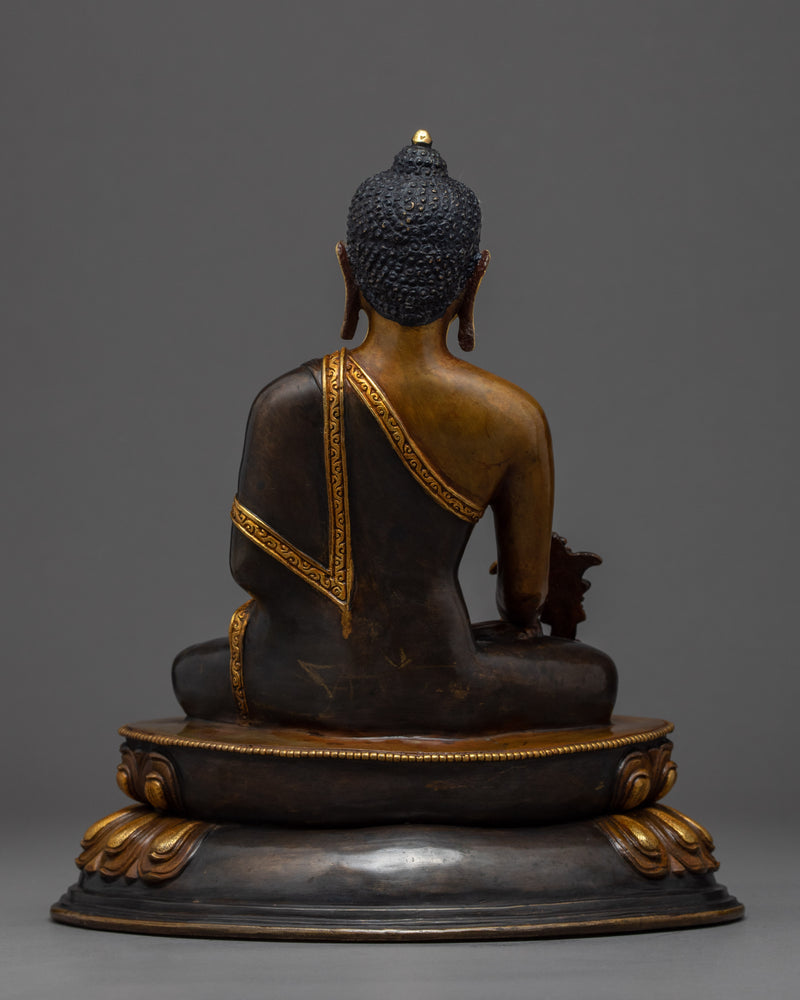 Medicine Buddha Gold Sculpture | Traditional Buddhist Art