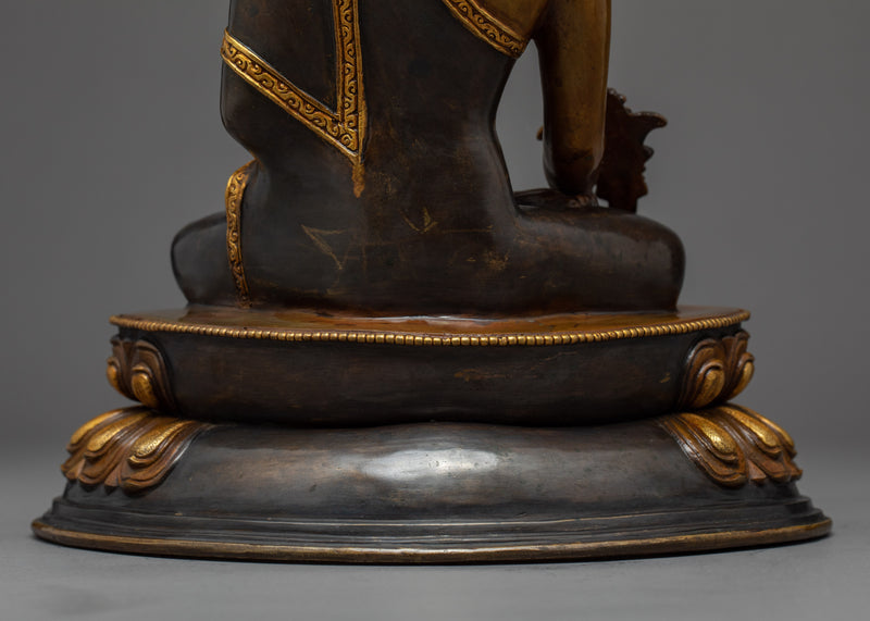 Medicine Buddha Gold Sculpture | Traditional Buddhist Art