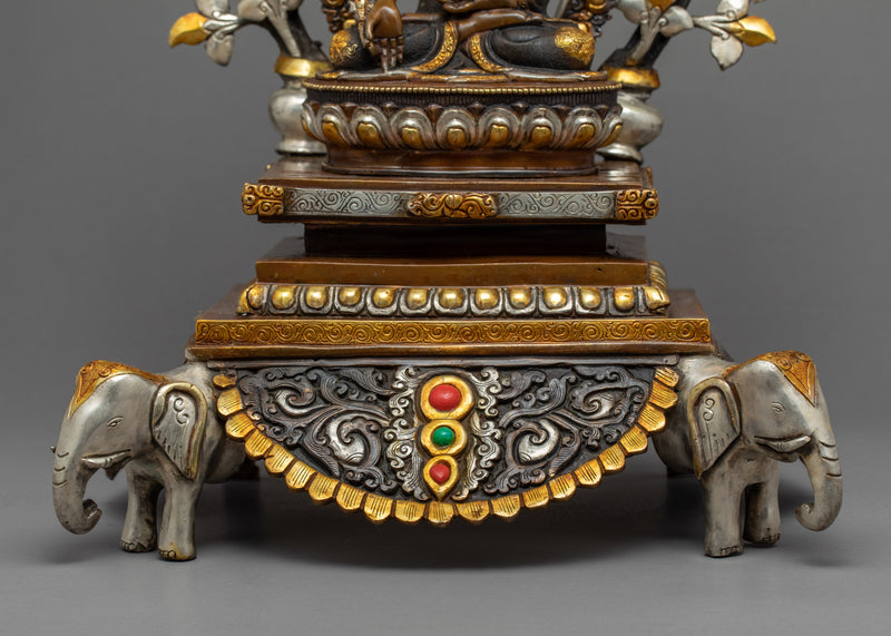 Three Tibetan Buddhas Statue | Traditional Hand-Carved Set