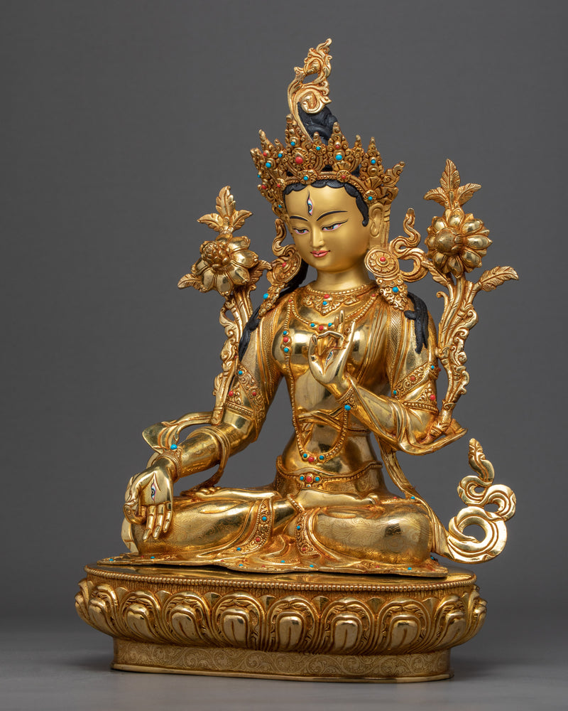 White Tara Meditation Statue | Traditional Tibetan Buddhist Deity