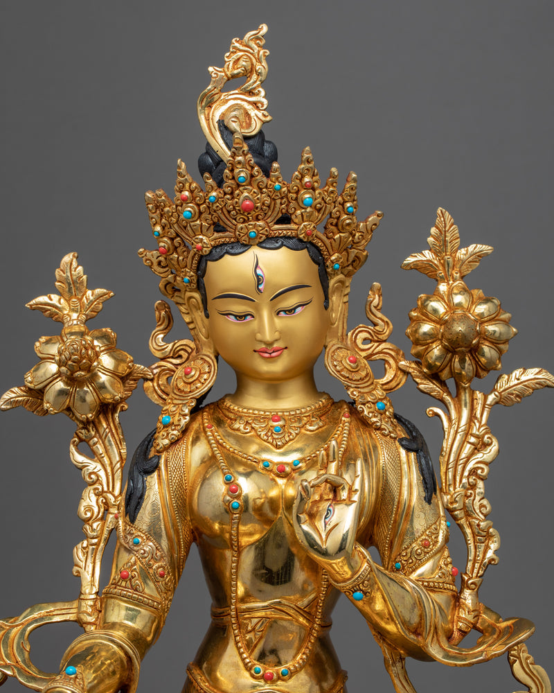 White Tara Meditation Statue | Traditional Tibetan Buddhist Deity