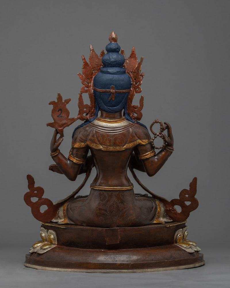 Bodhisattva Chenrezig Art Sculpture | Hand Carved Himalayan Art