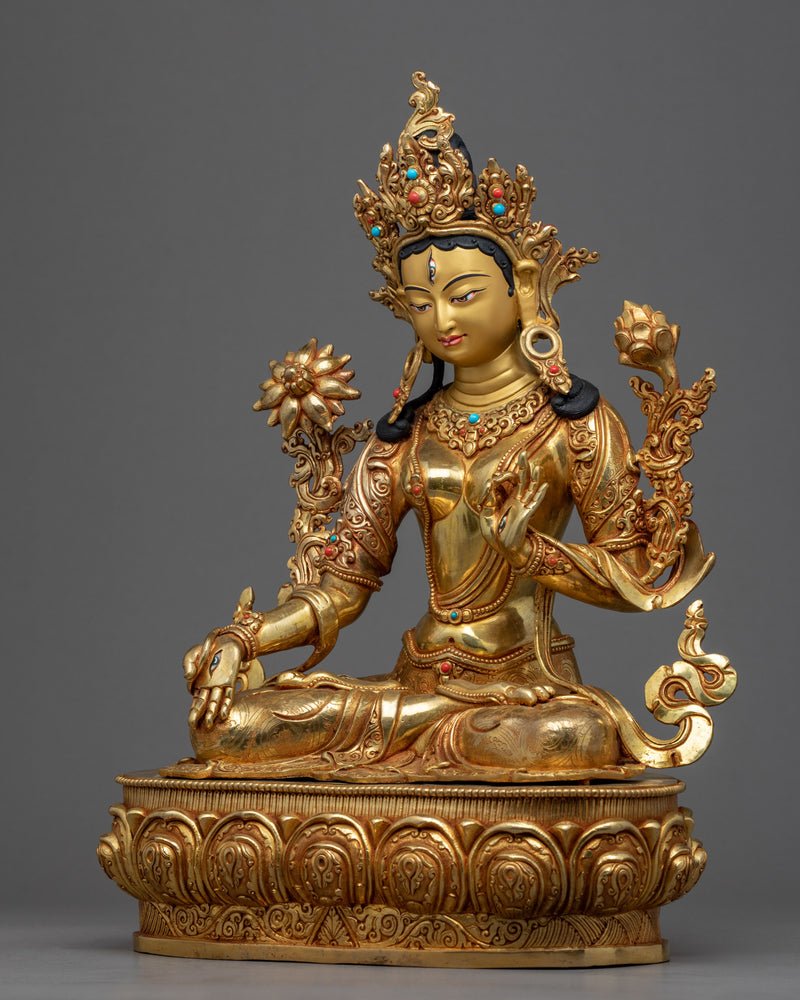 White Tara Female Buddha Sculpture | Handcrafted Long-Life Deity