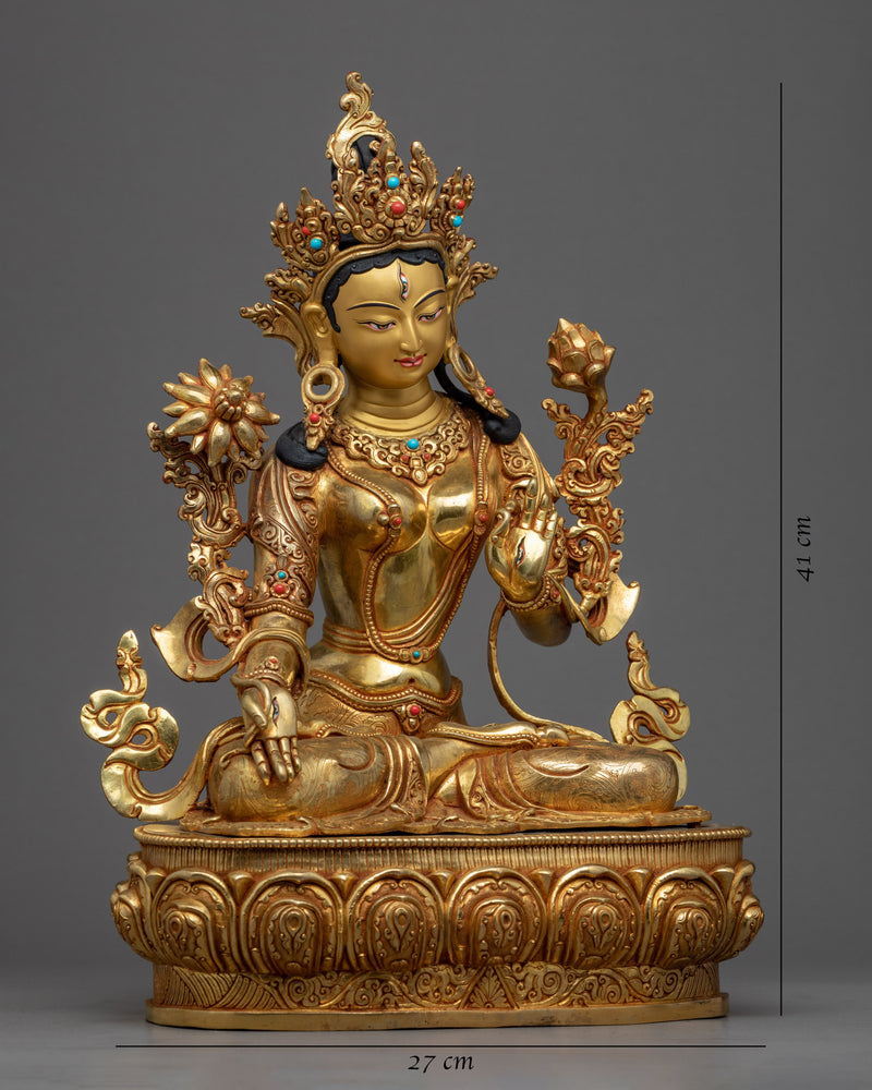 White Tara Female Buddha Sculpture | Handcrafted Long-Life Deity