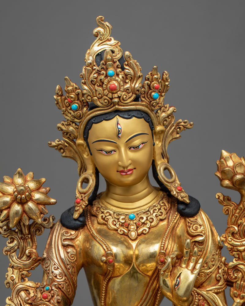 White Tara Female Buddha Sculpture | Handcrafted Long-Life Deity