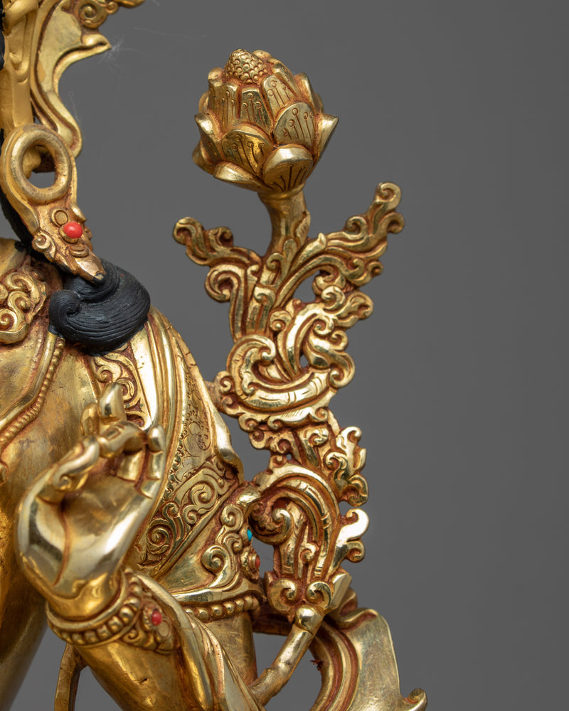 Tibetan Statue Green Tara | Gold Plated Himalayan Art