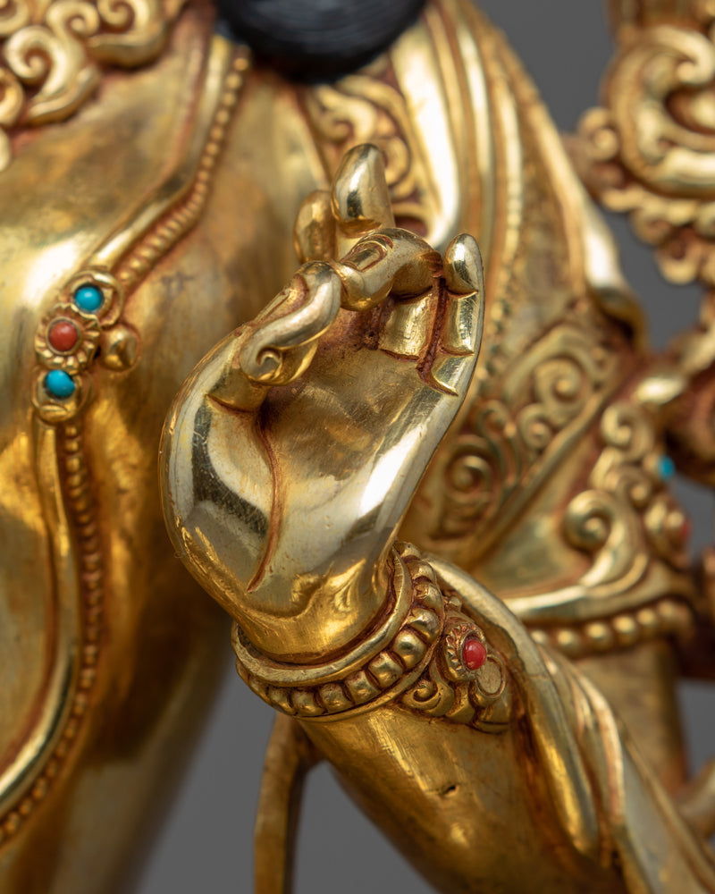 Tibetan Statue Green Tara | Gold Plated Himalayan Art