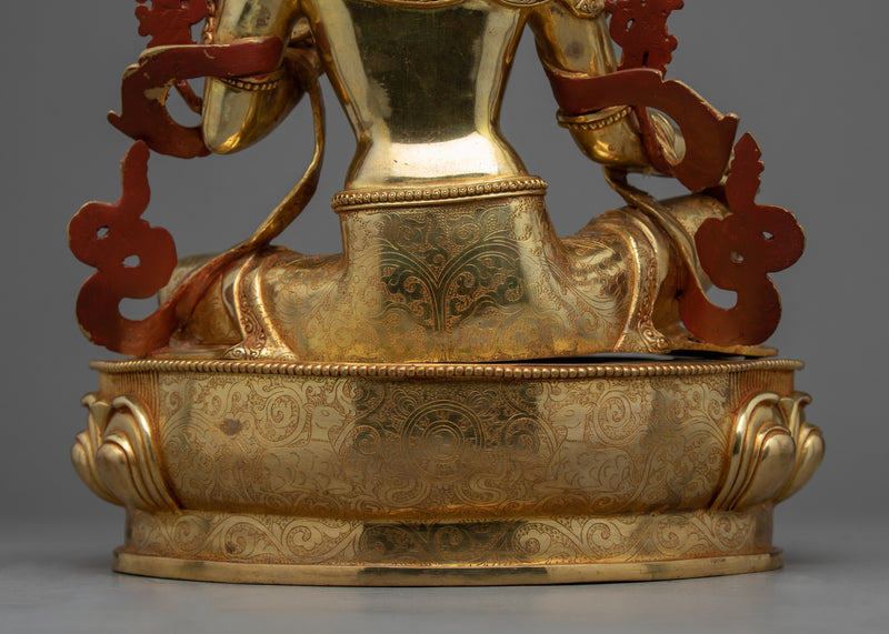 Tibetan Statue Green Tara | Gold Plated Himalayan Art