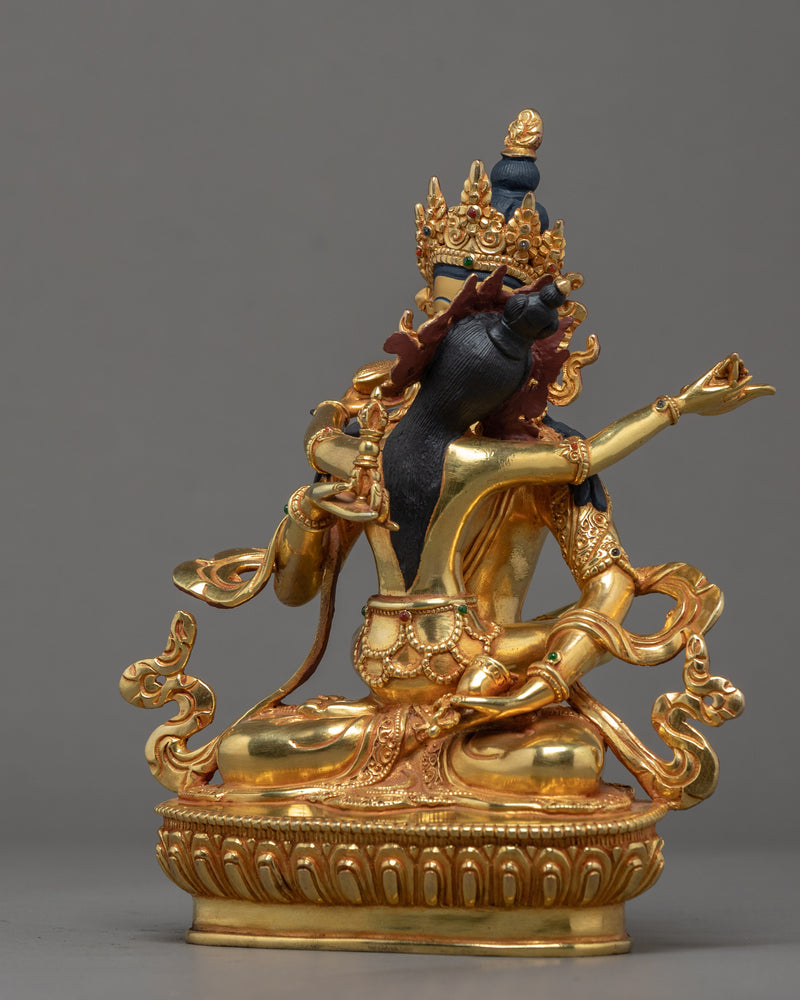 Vajrasattva with Consort Statue | 24k Gold Gilded Sculpture