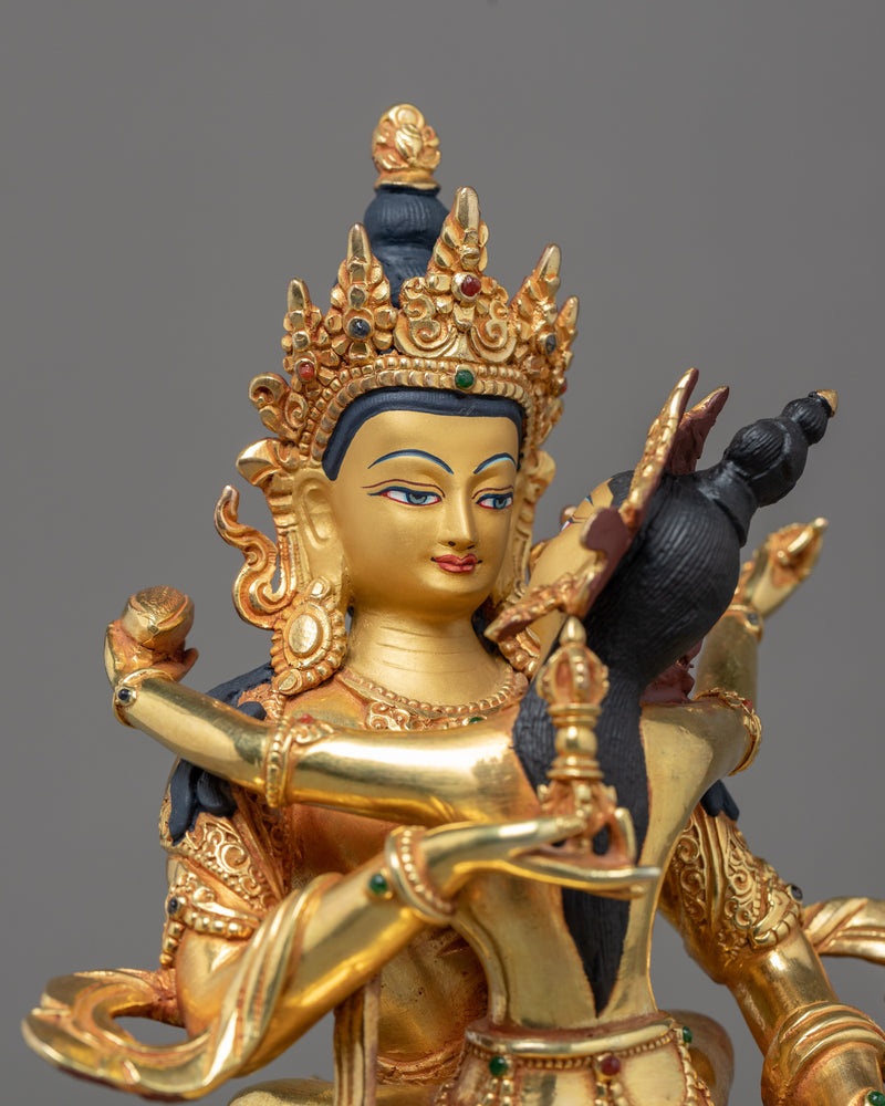 Vajrasattva with Consort Statue | 24k Gold Gilded Sculpture