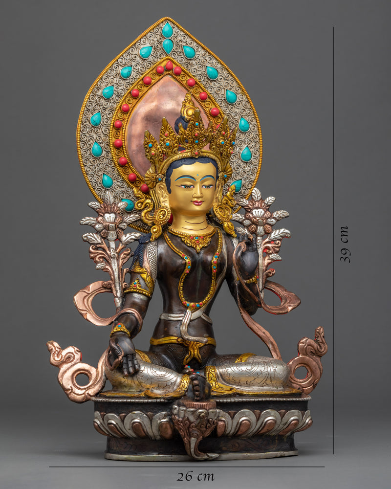 Handmade Green Tara Statue | Buddhist Compassion Deity