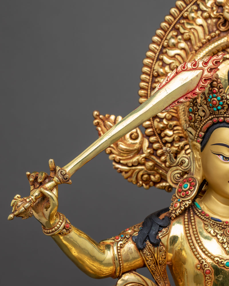 Peaceful Manjushri Sculpture | Traditionally Hand Carved