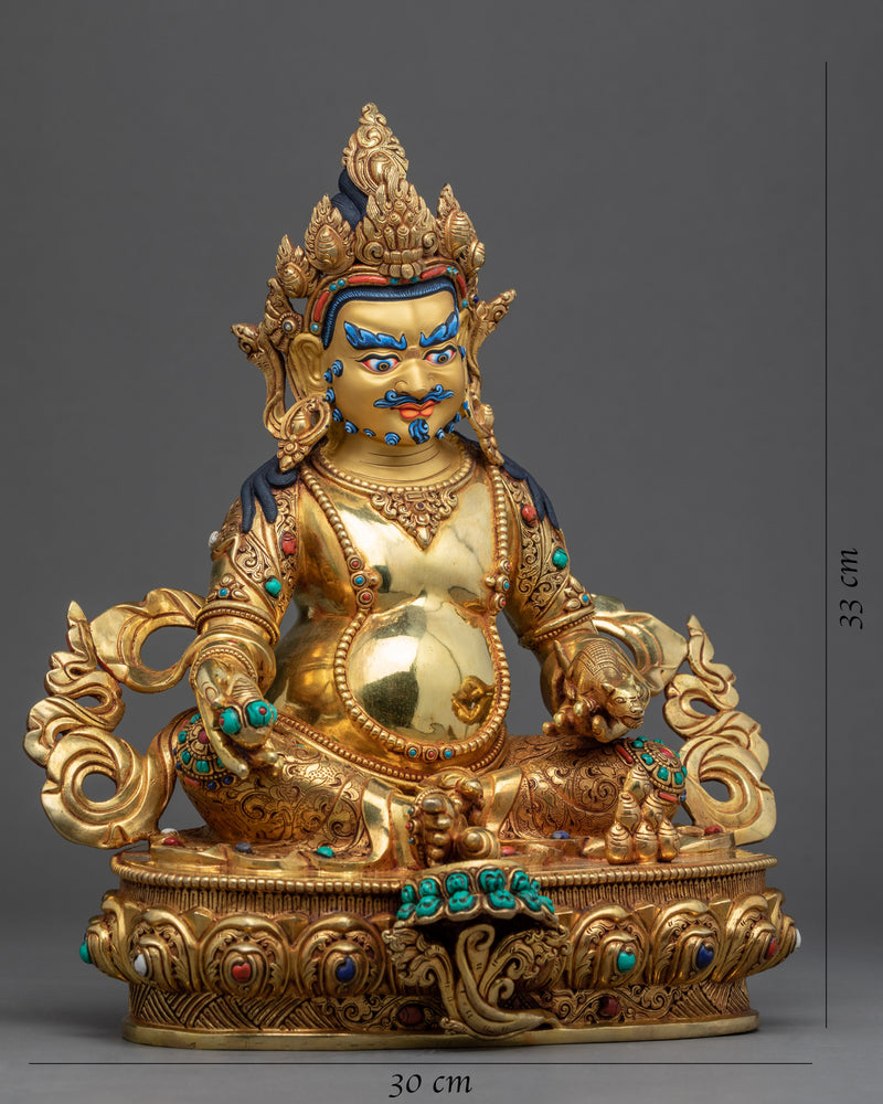 Dzambhala Copper Statue | Tibetan Hand-Carved Wealth Deity