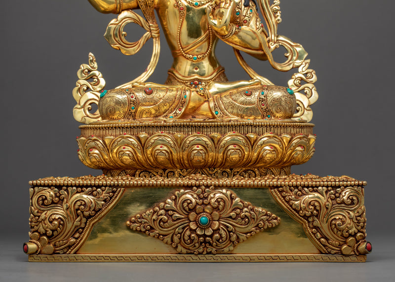 Peaceful Manjushri Sculpture | Traditionally Hand Carved