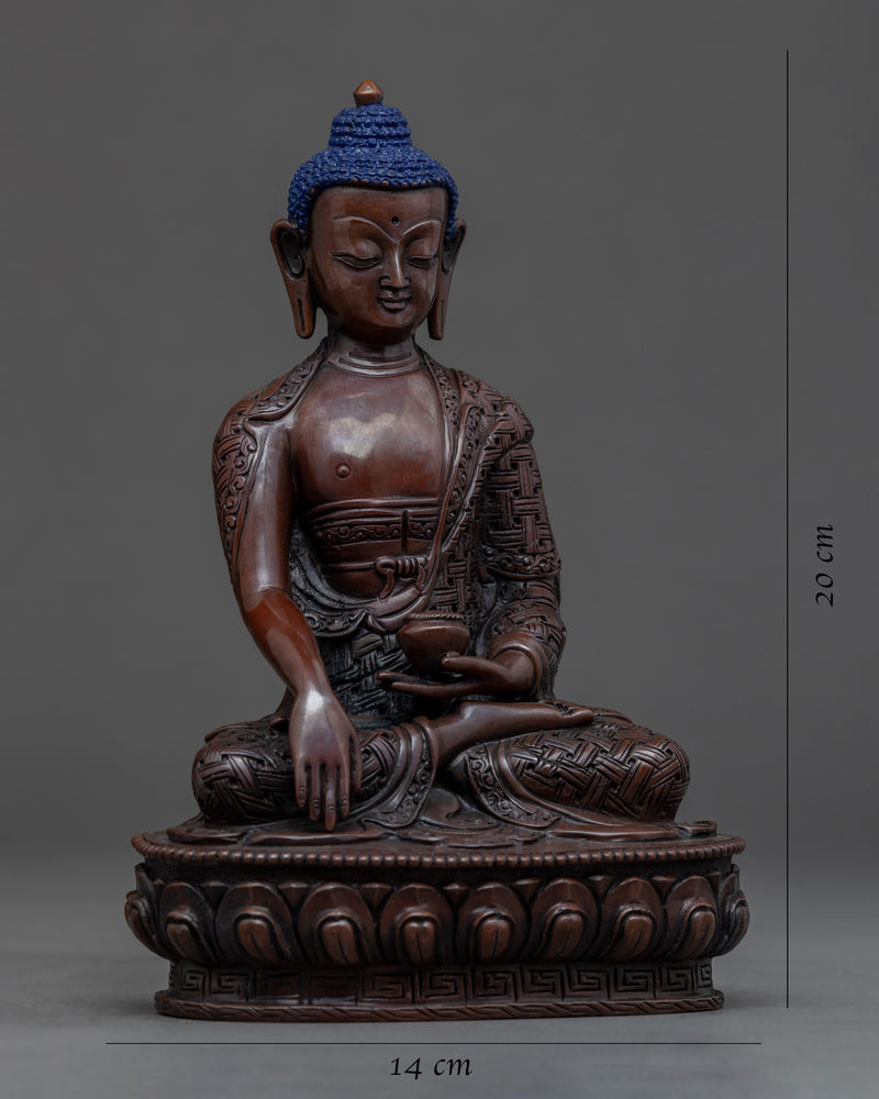 Peaceful Shakyamuni Buddha Statue | Handmade Copper Body Artwork