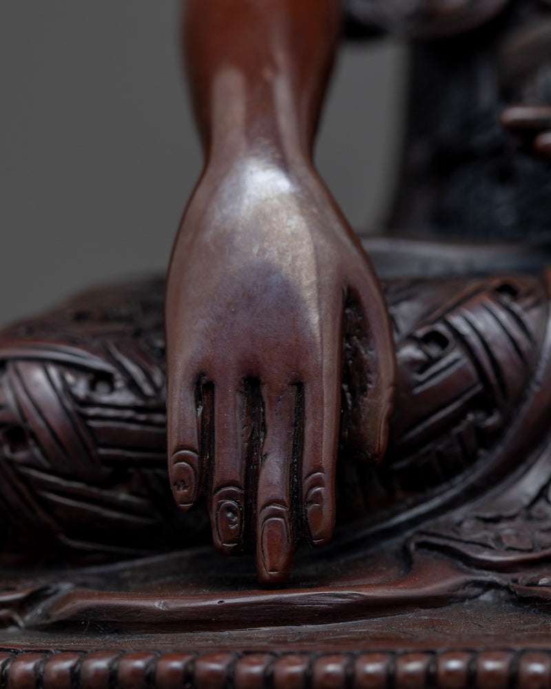 Peaceful Shakyamuni Buddha Statue | Handmade Copper Body Artwork