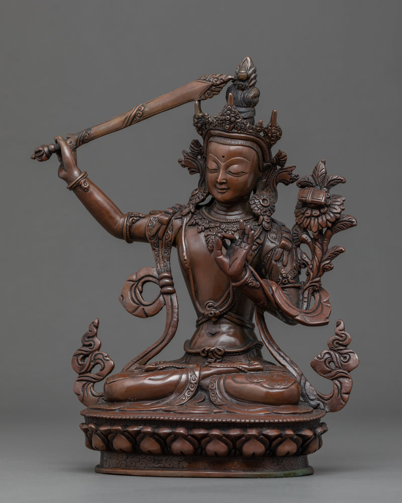 Rare Manjushri Statue | Handmade Buddhist Art | Wisdom Deity