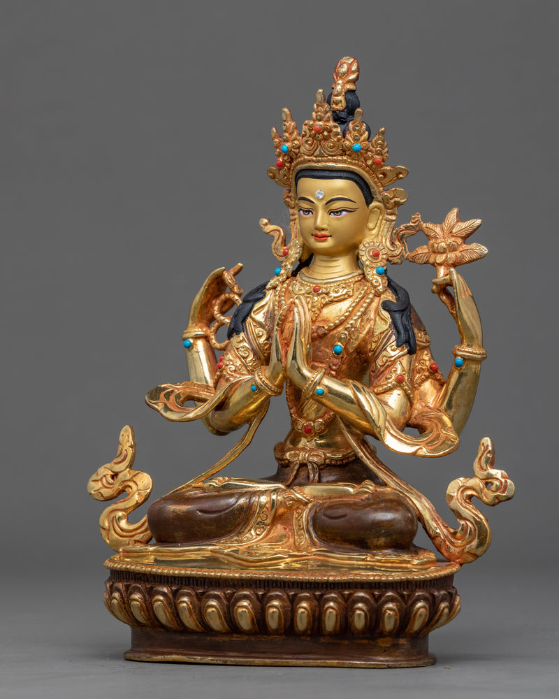 Four Armed Chenrezig Statue Himalayan Statue | Traditional Tibetan Art