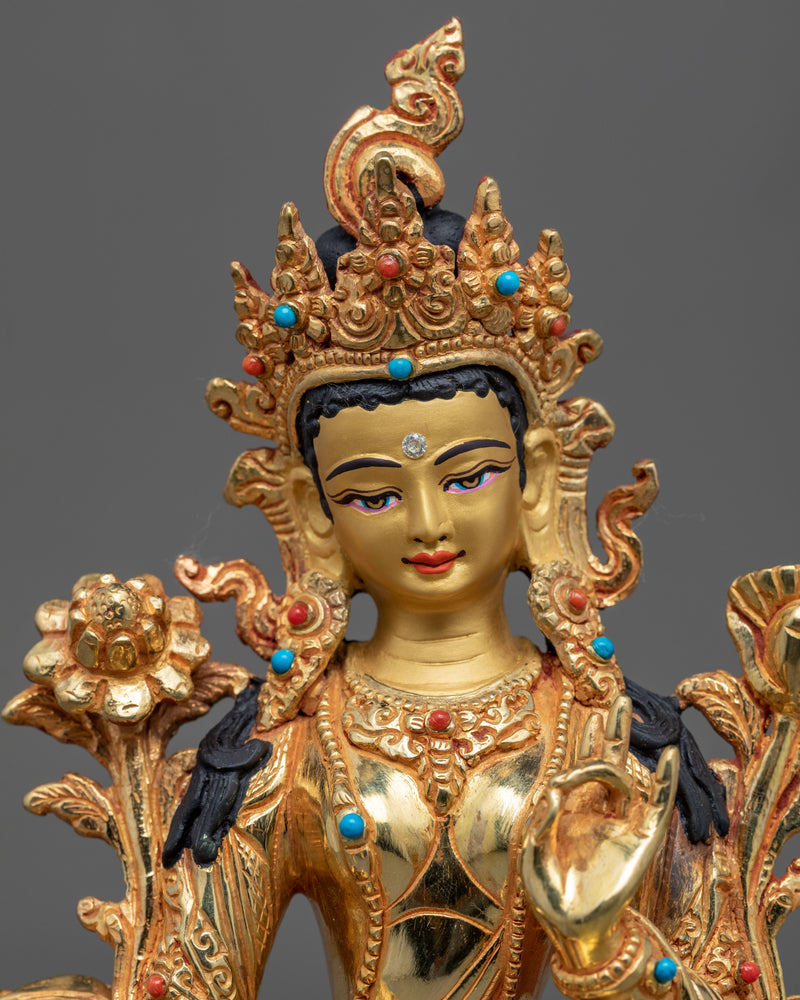 Green Tara Sculpture Traditionally Hand-carved | Hand Crafted Mother Tara Statue