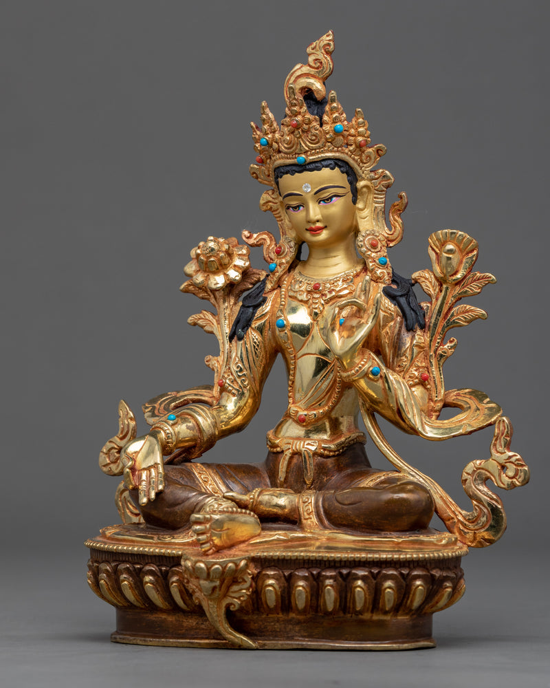 Green Tara Sculpture Traditionally Hand-carved | Hand Crafted Mother Tara Statue