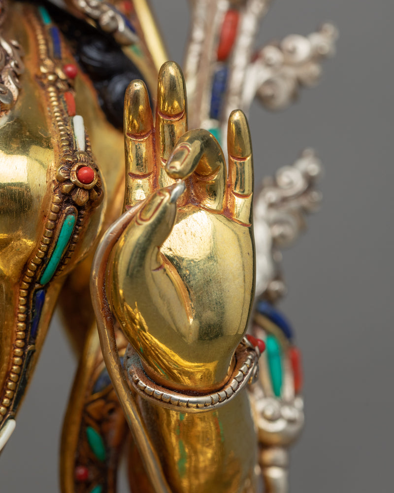 Green Tara Gold Gilded Sculpture | Mother Tara Statue