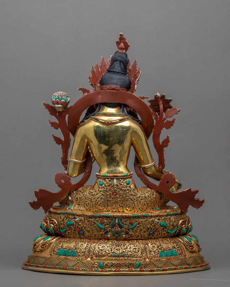 Green Tara Gold Gilded Sculpture | Mother Tara Statue