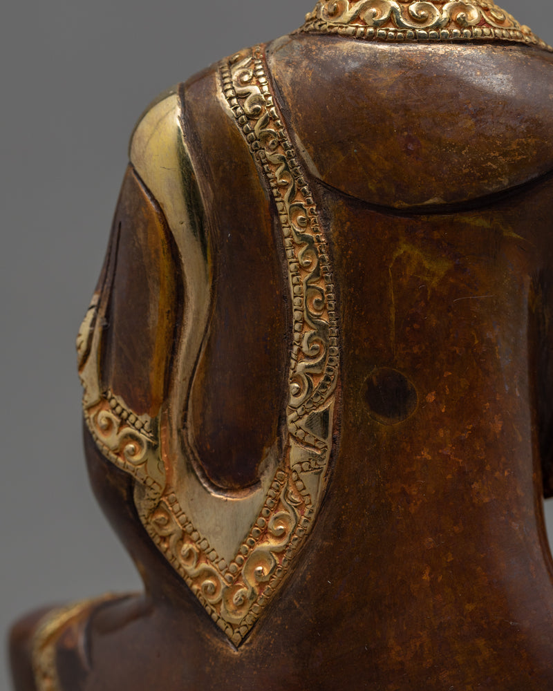 Buddhist Deity Medicine Buddha Sculpture | Gold Gilded Bhaishajyaguru