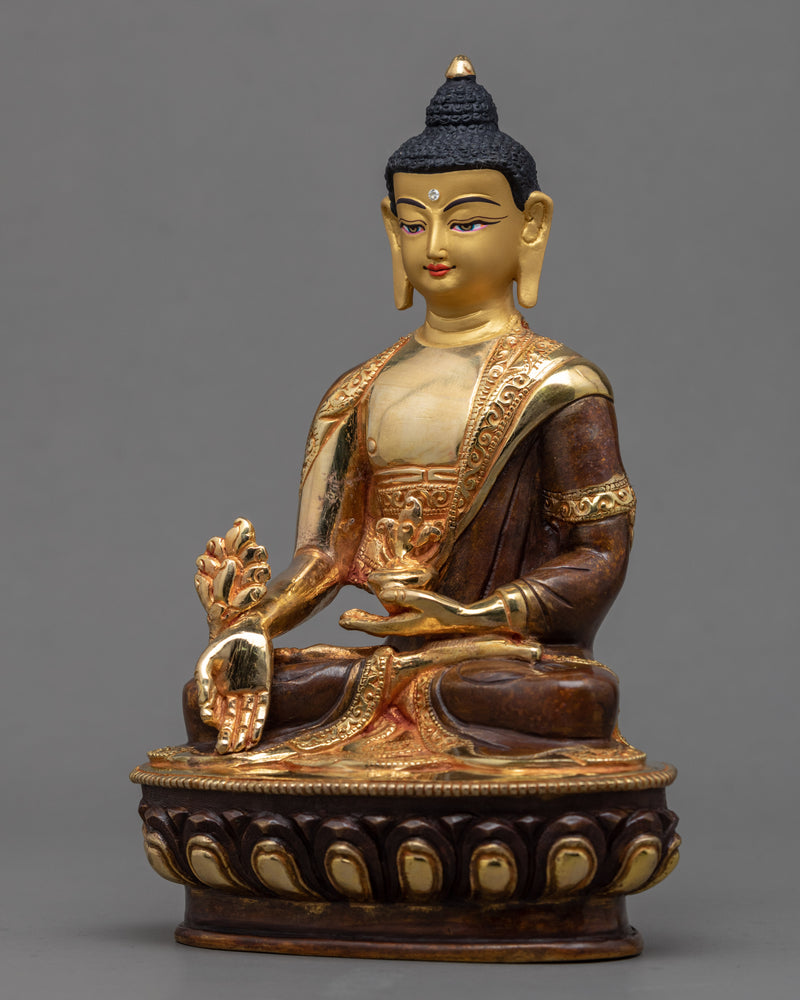 Buddhist Deity Medicine Buddha Sculpture | Gold Gilded Bhaishajyaguru