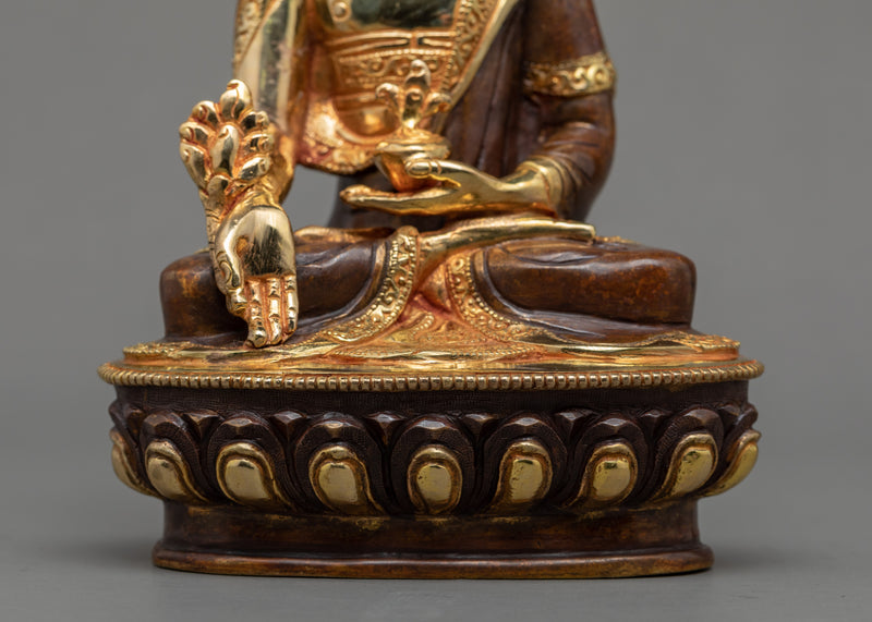 Buddhist Deity Medicine Buddha Sculpture | Gold Gilded Bhaishajyaguru