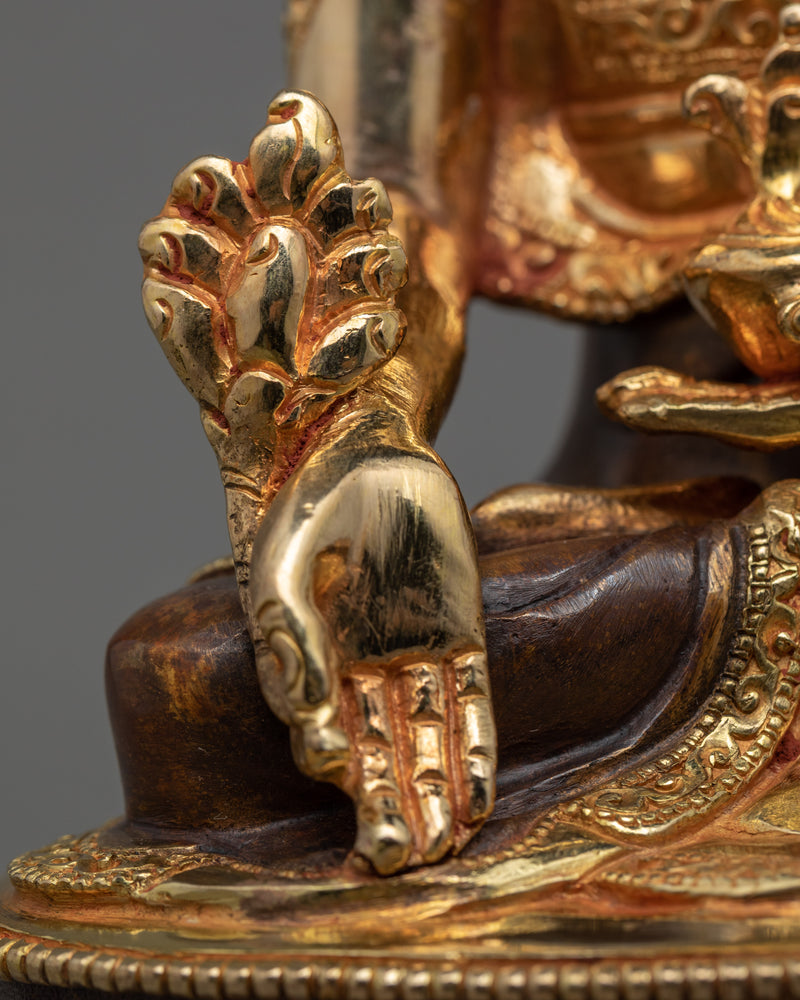 Buddhist Deity Medicine Buddha Sculpture | Gold Gilded Bhaishajyaguru