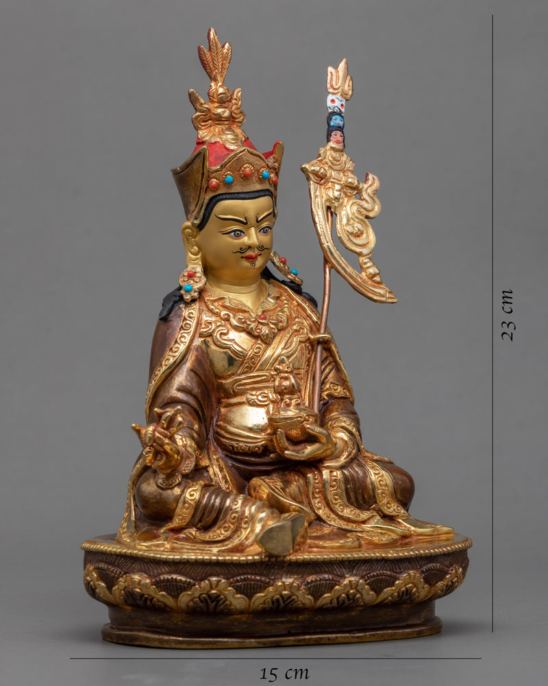 Guru Rinpoche Gold Statue | Wrathful Padmasambhava Art