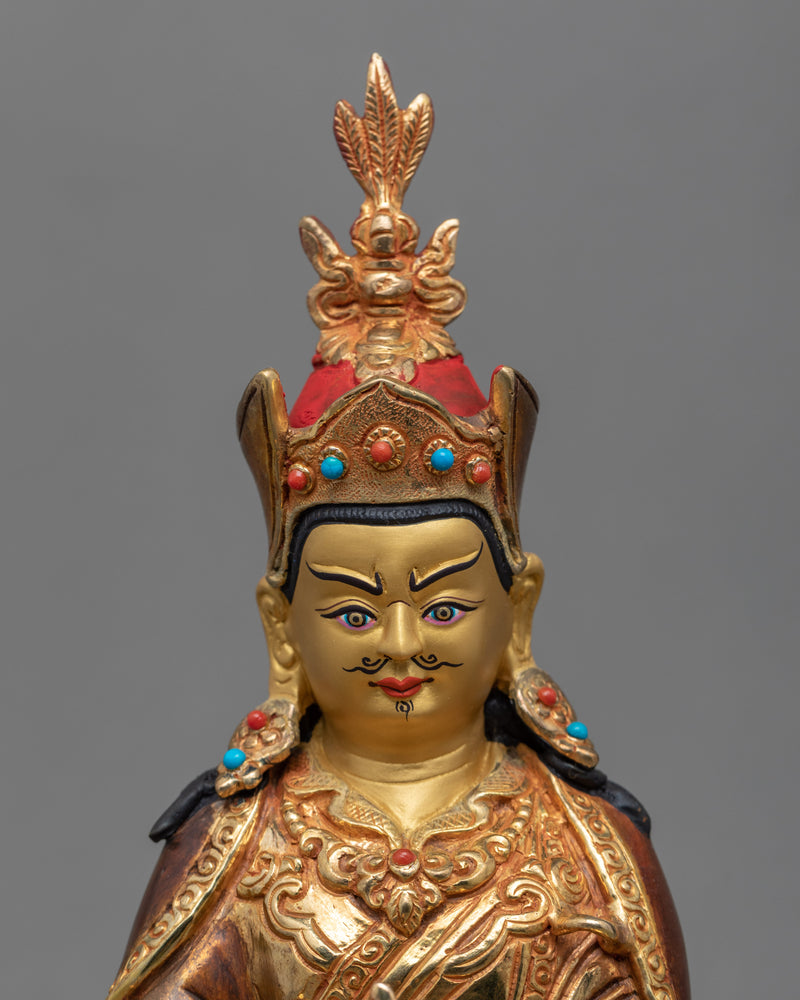 Guru Rinpoche Gold Statue | Wrathful Padmasambhava Art