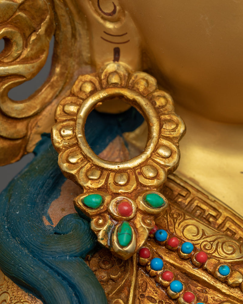 Guru Rinpoche Gold Sculpture | Traditional Padmasambhava Art