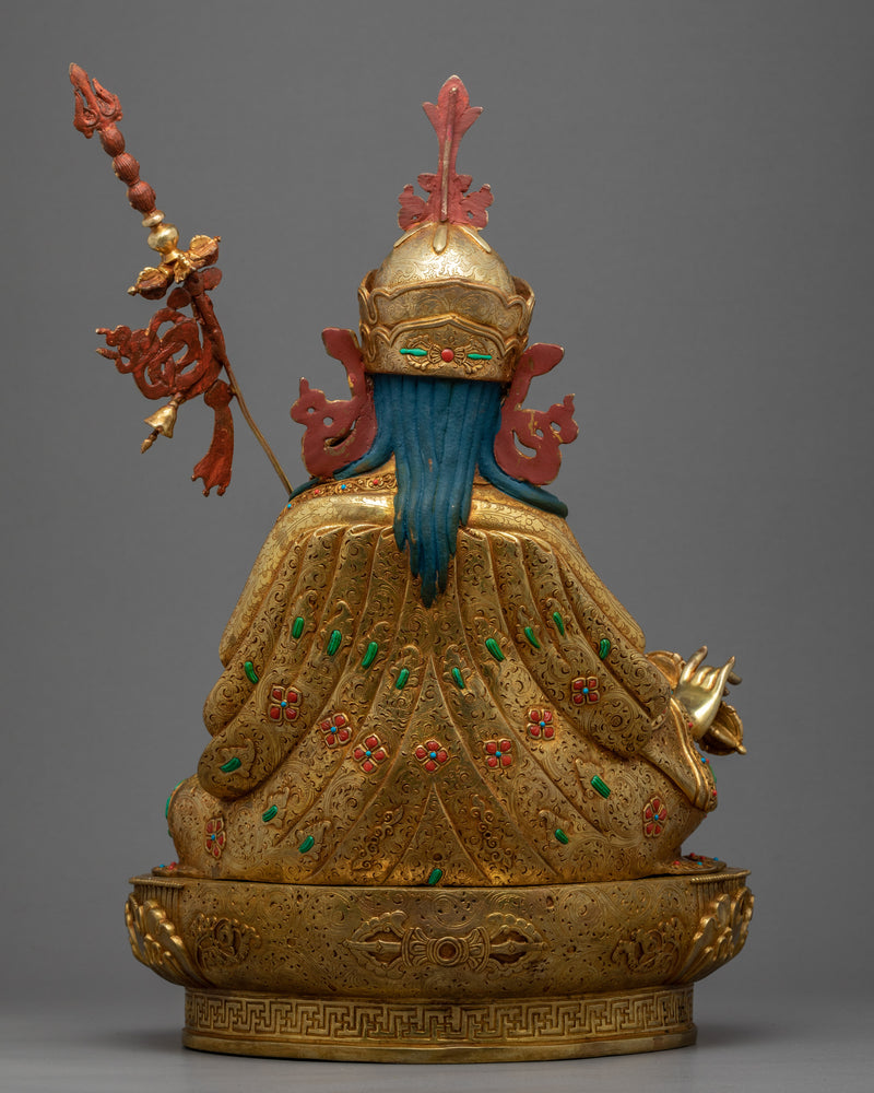 Guru Rinpoche Gold Sculpture | Traditional Padmasambhava Art