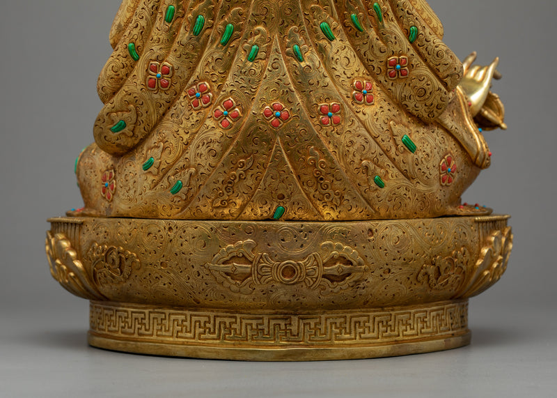 Guru Rinpoche Gold Sculpture | Traditional Padmasambhava Art