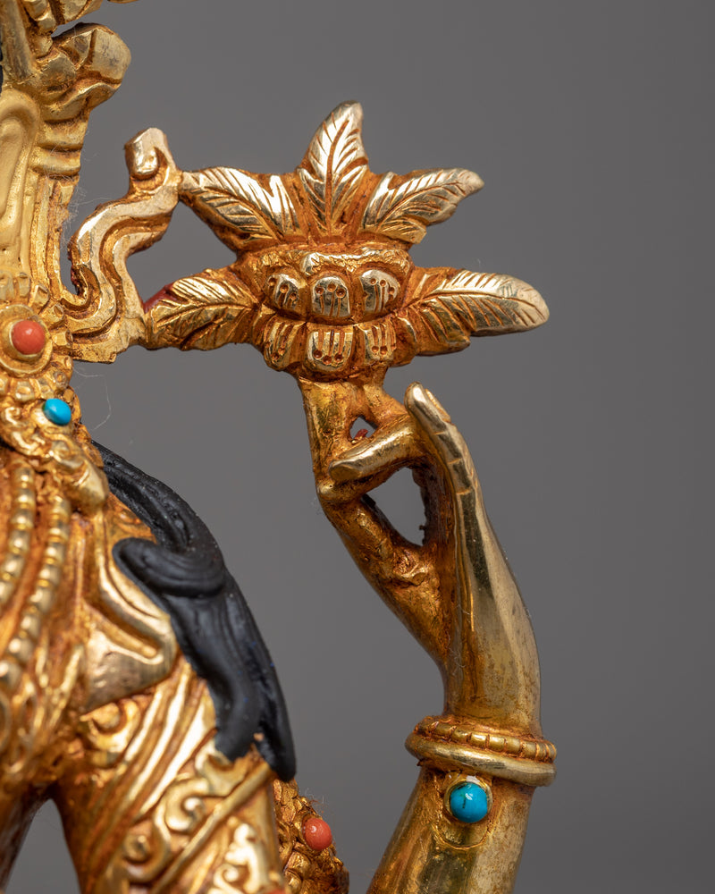 Four Armed Chenrezig Statue Himalayan Sculpture | Hand Crafted Gold Statue