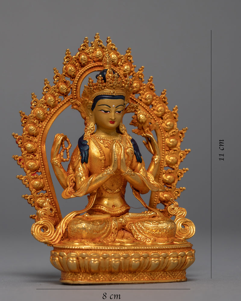 Miniature Chenrezig Sculpture | Buddhist Compassionate Bodhisattva