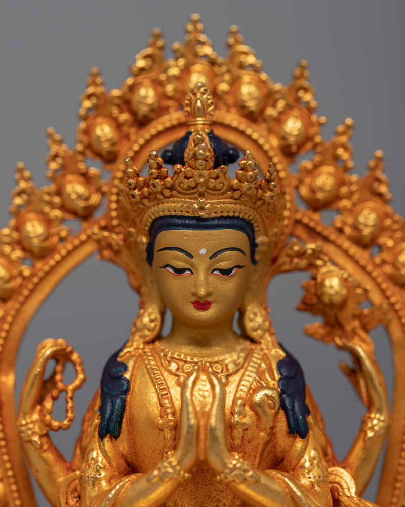 Miniature Chenrezig Sculpture | Buddhist Compassionate Bodhisattva