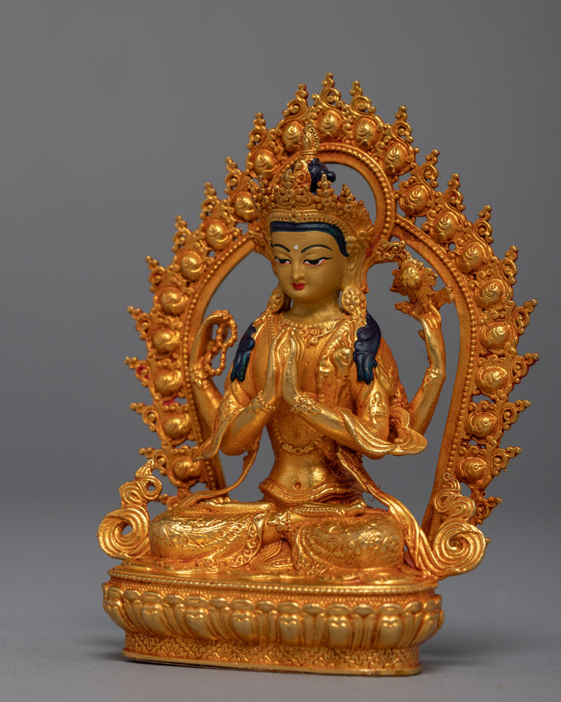 Miniature Chenrezig Sculpture | Buddhist Compassionate Bodhisattva