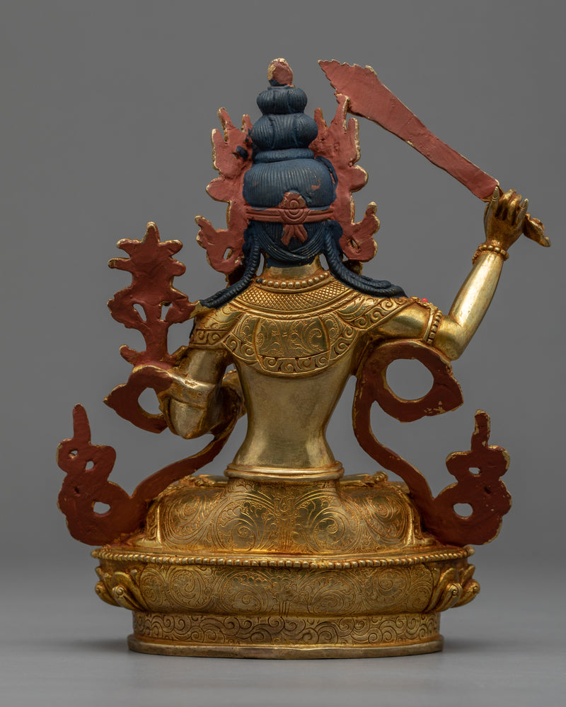 Bodhisattva Manjushri Gold Statue | Wisdom Deity of Buddhism