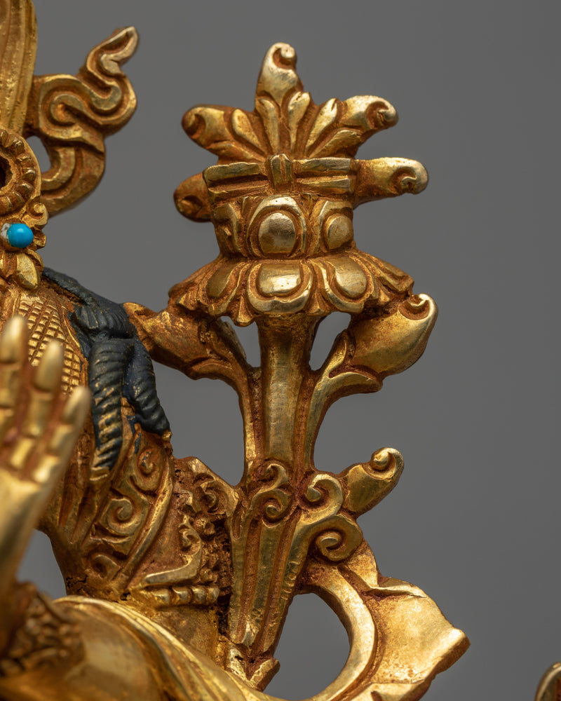 Bodhisattva Manjushri Gold Statue | Wisdom Deity of Buddhism