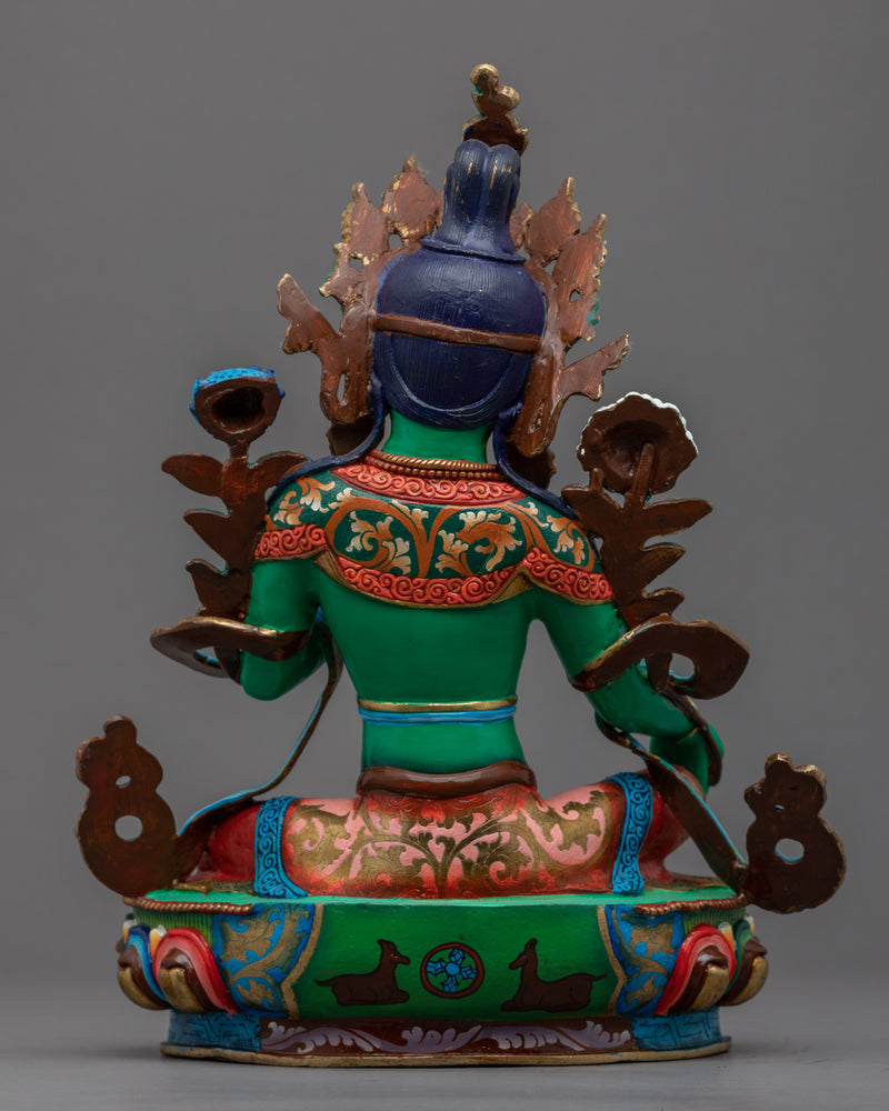 Green Tara Sculpture Traditionally Hand Carved | Buddhist Mother Tara Artwork