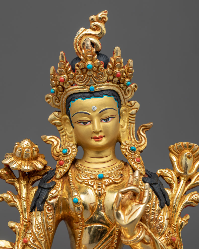 Green Tara Sculpture Nepal | Handmade Bodhisattva Statue