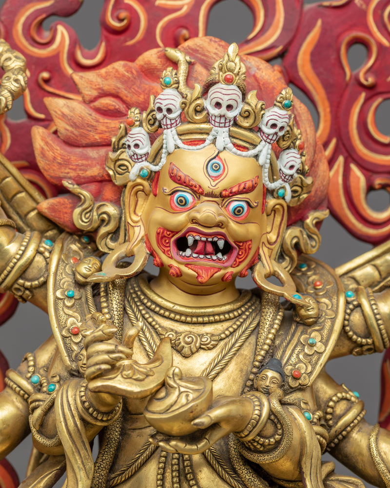 6 Armed Mahakala Statue | Traditional Himalayan Art