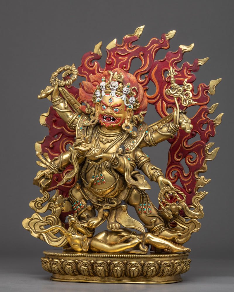 6 Armed Mahakala Statue | Traditional Himalayan Art