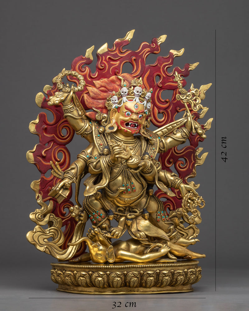 6 Armed Mahakala Statue | Traditional Himalayan Art