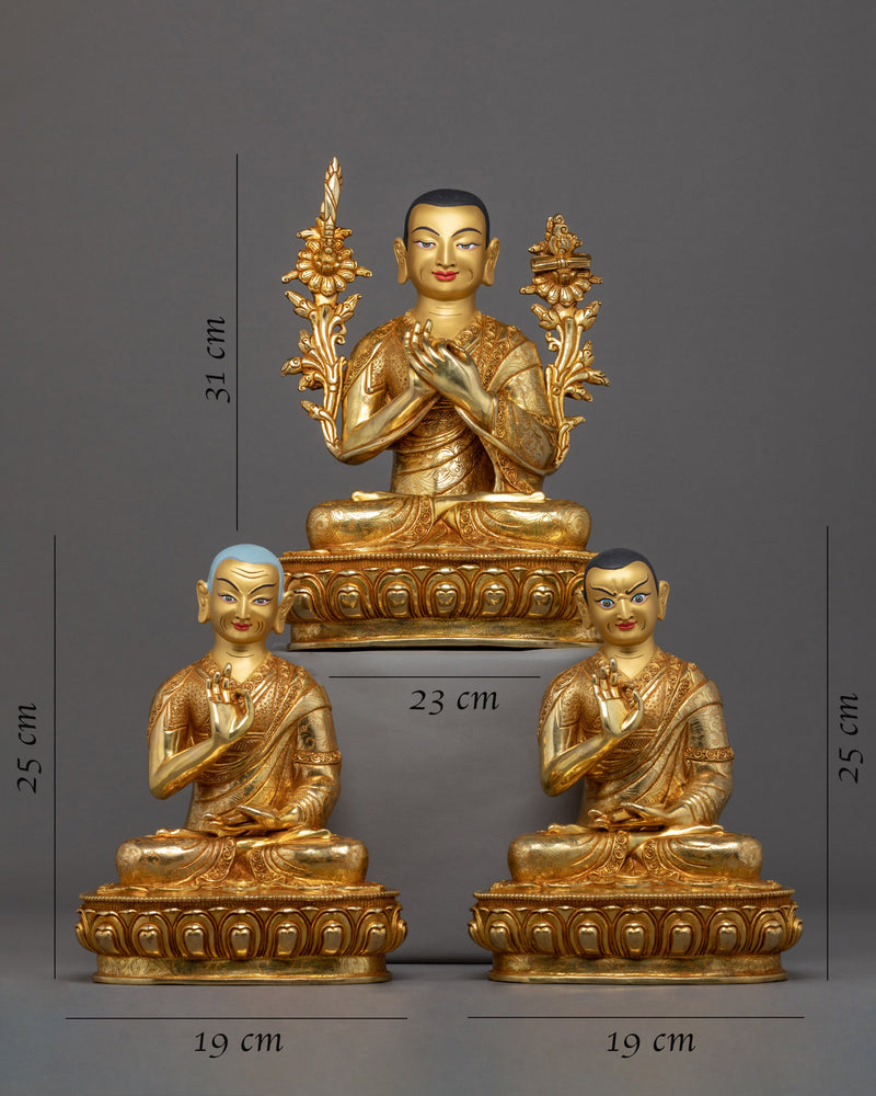 Je Tsongkhapa Sculpture Set | Gyaltsab Je | Khedrup Je