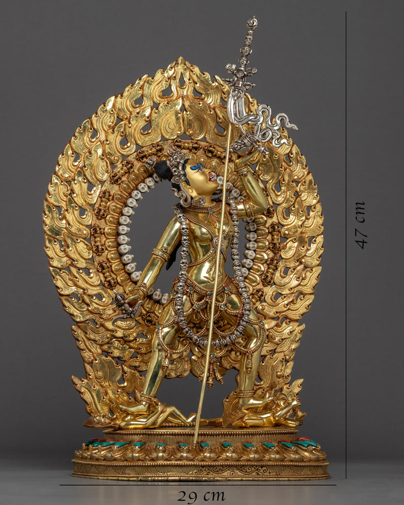 Vajrayogini Gold Gilded Dakini Statue | Buddhist Dakini Statue