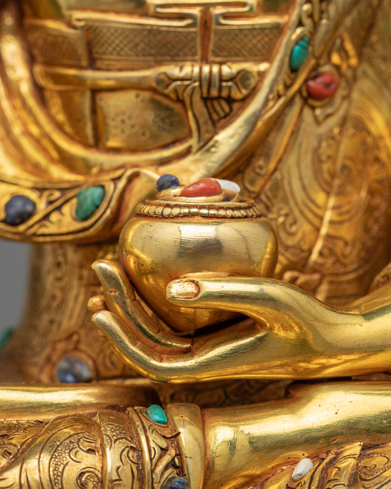 Gold Gilded Buddha hand Sculpture | Traditional Himalayan Art