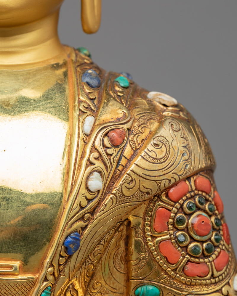 Gold Gilded Buddha hand Sculpture | Traditional Himalayan Art